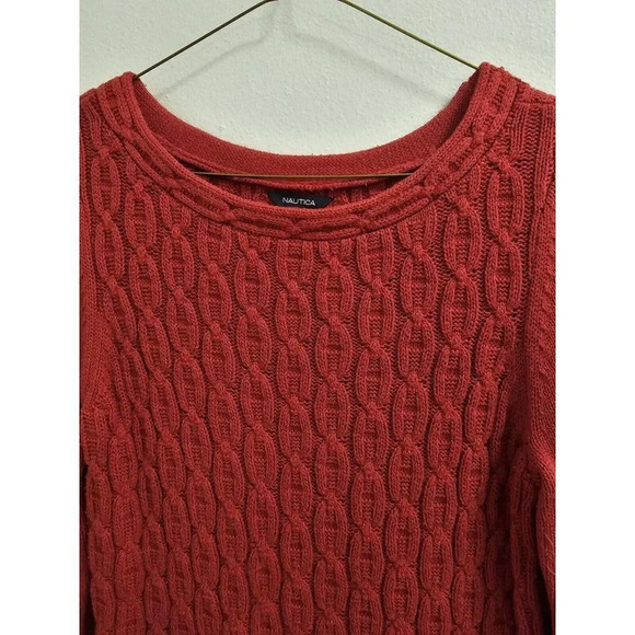 Nautica Red Womens Cable Knit Pullover Sweater- Size Small- No flaws. No defects - Picture 6 of 12